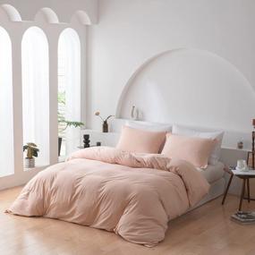 img 3 attached to ROOMLIFE Pre-Washed Blush Pink Duvet Cover Queen Peach Pink Boho Bedding Queen Size Soft Cozy Bedroom Quilt Cover 3 Pcs Comfy Bed Set (1 Light Pink Comforter Cover +2 Pillowcases)