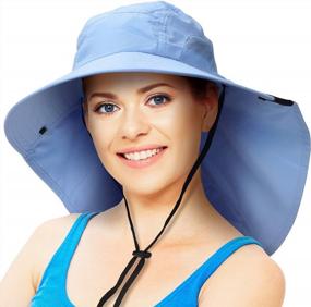 img 4 attached to УФ-защитная шляпа с широкими полями и откидной крышкой для мужчин и женщин - идеальная шляпа для сафари и походов
