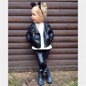 img 2 attached to GLIGLITTR Toddler Leather Motorcycle Jacket: Stylish Winter Outwear for Boys and Girls (1-6Y)