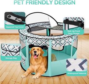 img 3 attached to 🐾 LIVOWALNY Portable Pet Playpen: Foldable, Durable & Versatile Exercise Kennel Tent for Dogs, Cats, Rabbits - Ideal for Indoor & Outdoor Use, Travel-friendly with Free Carrying Case