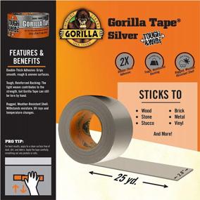 img 1 attached to Gorilla Tough And Wide Silver Duct Tape, 2.88" X 25Yd - Pack Of 1 For Superior Strength And Durability