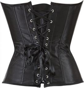 img 1 attached to Plus Size Gothic Overbust Corset Top In Satin With Lace-Up Detailing