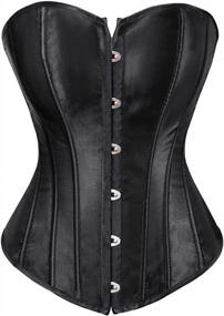 img 4 attached to Plus Size Gothic Overbust Corset Top In Satin With Lace-Up Detailing
