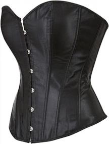 img 2 attached to Plus Size Gothic Overbust Corset Top In Satin With Lace-Up Detailing