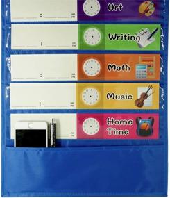 img 2 attached to Daily Schedule Pocket Chart， Class Schedule With 26 Cards, 13+1 Pockets. 13 Colored + 13 Blank Double-Sided Reusable Cards, Easy Over-Door Mountings Included. (13” X 36”)