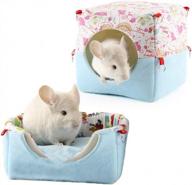 cozy guinea pig hanging bed for healthier sleep - cute hamster house and small animal pet winter retreat in blue logo