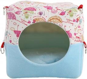 img 1 attached to Cozy Guinea Pig Hanging Bed For Healthier Sleep - Cute Hamster House And Small Animal Pet Winter Retreat In Blue
