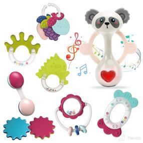 img 4 attached to Xmasmate Baby Rattle Toys for Newborns: Developmental Sensory Toys for Girls and Boys, 0-12 👶 Months - 9 PCS Infant Rattle Set with Teethers - Ideal Baby Toy Rattles and Teething Toys