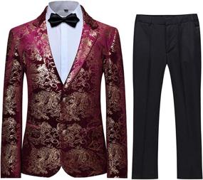 img 4 attached to Formal Tuexdo Golden Jacquard Wedding Boys' Clothing ~ Suits & Sport Coats