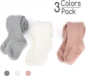 img 3 attached to BOOPH Cotton Cable Knit Footed Tights For Baby And Toddler Girls – Soft Leggings Stocking Pants
