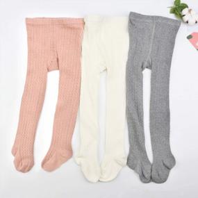 img 1 attached to BOOPH Cotton Cable Knit Footed Tights For Baby And Toddler Girls – Soft Leggings Stocking Pants