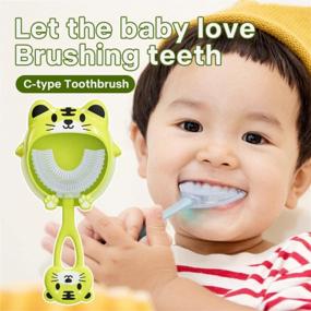 img 1 attached to Получите лучшие зубные щетки для обучения малышей с милым настенным кронштейном и пищевыми силиконовыми щетинками для детей от 2 до 6 лет