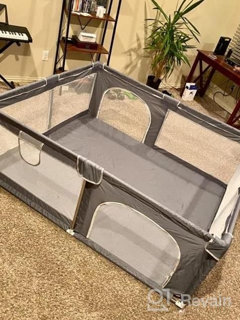 img 1 attached to Extra Large 71X59 Inches Baby Playpen, Foldable Toddler Activity Center With Safety Gates And Breathable Mesh For Indoor & Outdoor Use review by Paul Rose