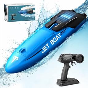 img 4 attached to Tecnock Remote Control Boat For Kids & Adults ,20+ MPH Fast Rc Boat For Pools And Lakes,2.4 GHz Double Jet Pump Racing Boats With Modular Rechargeable Battery,Gifts For 8-12 Boys Girls