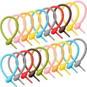 img 4 attached to Multi-Purpose Set of 20 Colorful Silicone Ties: Bag Clips, Cable Straps, Bread Ties, Rubber Twist Ties, and More!