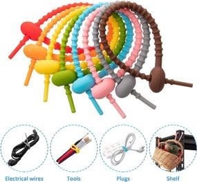 img 1 attached to Multi-Purpose Set of 20 Colorful Silicone Ties: Bag Clips, Cable Straps, Bread Ties, Rubber Twist Ties, and More!