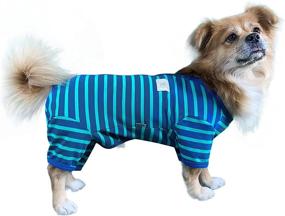 img 2 attached to 🐶 TONY HOBY Dog Pajamas for Female/Male: 4 Legged Jumpsuit with Stripes, Soft Cotton Onesies for Comfy Sleep