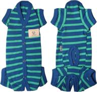 🐶 tony hoby dog pajamas for female/male: 4 legged jumpsuit with stripes, soft cotton onesies for comfy sleep логотип