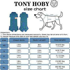 img 3 attached to 🐶 TONY HOBY Dog Pajamas for Female/Male: 4 Legged Jumpsuit with Stripes, Soft Cotton Onesies for Comfy Sleep