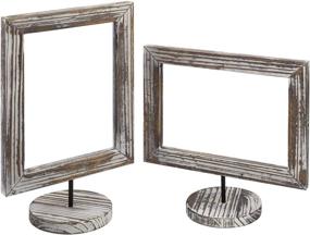 img 1 attached to MyGift Torched Wood Tabletop Picture Frames - Set Of 2 (Portrait/Landscape Orientation)