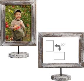 img 4 attached to MyGift Torched Wood Tabletop Picture Frames - Set Of 2 (Portrait/Landscape Orientation)