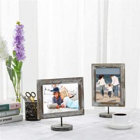 img 3 attached to MyGift Torched Wood Tabletop Picture Frames - Set Of 2 (Portrait/Landscape Orientation)