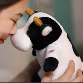 img 1 attached to Light Up Your Kid'S Night With BSTAOFY 8" Dairy Cow Plush Toy - A Perfect Christmas Holiday Gift!