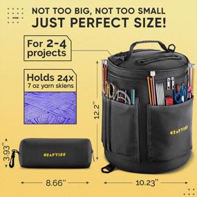 img 3 attached to Knitting Bag Yarn Storage - Christmas Gift - Best Durable Canvas Yarn Bag - Yarn Organizer Crochet Bag With Knitting Accessories Case
