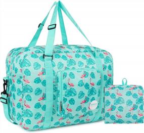 img 4 attached to WANDF For Spirit Airlines 18" Foldable Travel Duffle Bag Weekender Bags Carry On Bag For Women Girls