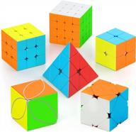 6-pack speed cube set: 2x2 3x3 4x4 pyramid skewb ivy stickerless puzzle cubes - perfect christmas/birthday gift for kids, teens & adults! logo