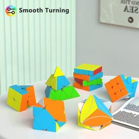 img 1 attached to 6-Pack Speed Cube Set: 2X2 3X3 4X4 Pyramid Skewb Ivy Stickerless Puzzle Cubes - Perfect Christmas/Birthday Gift For Kids, Teens & Adults!