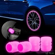 🎡 night glow luminous wheel caps: pink tire valve stem covers for cars, suvs, motorcycles, and trucks логотип