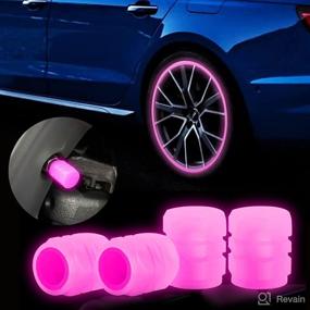 img 4 attached to 🎡 Night Glow Luminous Wheel Caps: Pink Tire Valve Stem Covers for Cars, SUVs, Motorcycles, and Trucks