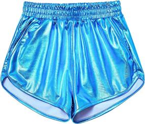 img 4 attached to Metallic Shorts Athletic Gymnastics Sparkly Girls' Clothing : Active