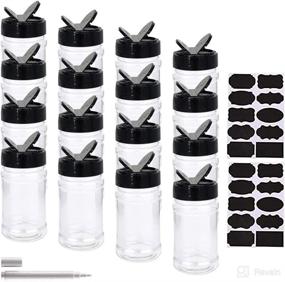 img 4 attached to 16-Pack Clear Plastic Spice Jars with Black Caps - Convenient Storage Containers for Herbs, Spices & Powders - Includes Chalkboard Labels and Chalk Marker