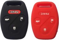 🔑 enhance your honda's style and protect with black and red silicone rubber keyless entry remote key fob case skin cover protector - fits honda 3+1 buttons logo