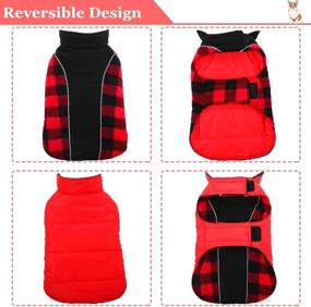 img 3 attached to Reversible Dog Winter Coat - Cold Weather Jacket for Large & Medium Dogs | Windproof & Waterproof British Plaid Warm Dog Vest Clothes | Pet Cozy Fleece Apparel for Samoyed, Golden Retriever, Husky, Labrador