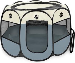 img 4 attached to 🏞️ LongtimeUSA Portable Foldable Pet Puppy Playpen with Water Resistant Removable Shade Cover - Perfect for Indoor & Outdoor Use (Small)