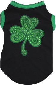 img 3 attached to 🐶 Stylish Medium Dog Shirt in Black with Green Sequins and Clover Design from Petitebella