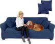 transform your sofa with jinamart's stretch elastic slipcover - navy blue, large, 3-seat sofa logo