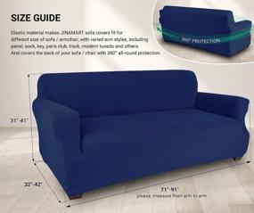 img 1 attached to Transform Your Sofa With JINAMART'S Stretch Elastic Slipcover - Navy Blue, Large, 3-Seat Sofa