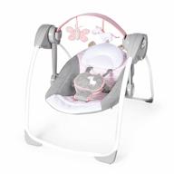 6-speed portable baby swing with music - flora the unicorn (pink) | ingenuity comfort 2 go compact for travel, 0-9 months logo