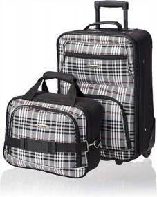 img 4 attached to Rockland Fashion Softside Upright Luggage Set, Black Plaid, 2-Piece (14/19)
