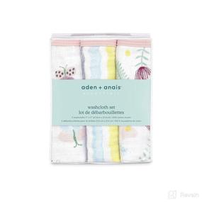 img 2 attached to 🌺 Aden + Anais Essentials Washcloths Set of 3, 100% Muslin Cotton Bath Cloths, Ultra Soft, Floral Design