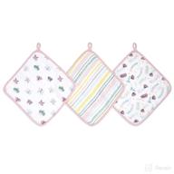 🌺 aden + anais essentials washcloths set of 3, 100% muslin cotton bath cloths, ultra soft, floral design logo
