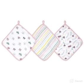 img 3 attached to 🌺 Aden + Anais Essentials Washcloths Set of 3, 100% Muslin Cotton Bath Cloths, Ultra Soft, Floral Design