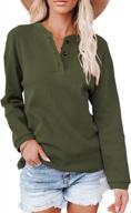 stay fashionable and comfy with minclouse women's button down henley shirts: a must-have for your casual look! logo