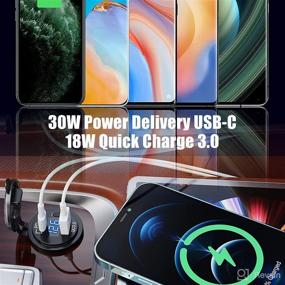 img 3 attached to 🔌 Cllena USB C PD 3.0 + Quick Charge 3.0 Dual USB Charger Socket, Waterproof 12V/24V Power Outlet with LED Voltmeter, ON/Off Switch - Fast Charging for Car Boat Marine RV ATV Bus Truck Golf Cart