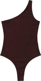 img 3 attached to Verdusa Shoulder Sleeveless Leotard Bodysuit Women's Clothing : Bodysuits