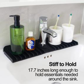 img 3 attached to Silicone Sink Splash Guard And Drip Catcher With Self-Draining Faucet Absorbent Mat - COTEY 17.7" Long - Ideal Kitchen Décor Accessory For Countertop Sponge Holders And Gadgets - Black